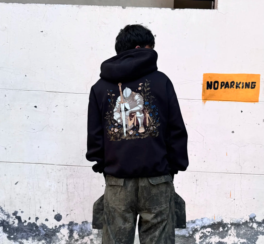 Black Sword Embroidered Hoodie